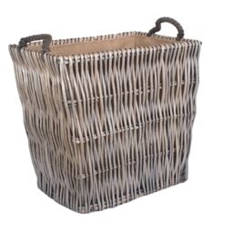 Red Hamper Wicker Grey Rectangular Log Basket - thumbnail 2
