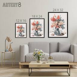 "Artery8 Glass Vase With Spring Flowers Johan Teyler Black Framed Canvas Art in White - Size: W12"" x H16""" - thumbnail 4