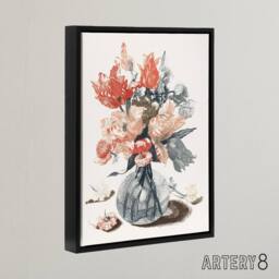 "Artery8 Glass Vase With Spring Flowers Johan Teyler Black Framed Canvas Art in White - Size: W12"" x H16""" - thumbnail 2