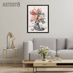 "Artery8 Glass Vase With Spring Flowers Johan Teyler Black Framed Canvas Art in White - Size: W12"" x H16""" - thumbnail 3