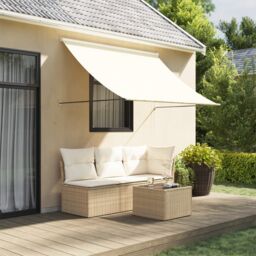 Berkfield Home Retractable Awning Cream 250x150 cm Fabric & Steel - thumbnail 1