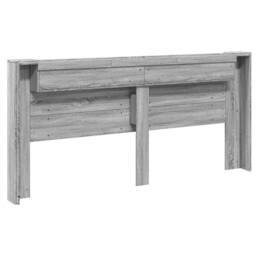 Berkfield Home Headboard Cabinet with LED Grey Sonoma 220x16.5x103.5 cm - thumbnail 8