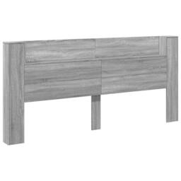 Berkfield Home Headboard Cabinet with LED Grey Sonoma 220x16.5x103.5 cm - thumbnail 1