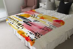 Benjamin Tate Design Abstract Fall Pattern In Bright Autumn Colours Blanket in Natural - Size: 120 cm x 150 cm - thumbnail 3