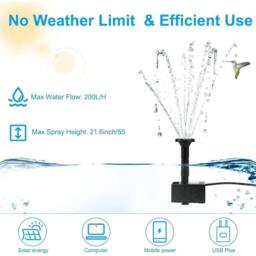 Kelvenix Solar Panel Powered Water Feature Pump in Black - Size: 0.6m2 - thumbnail 3