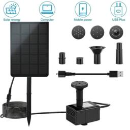 Kelvenix Solar Panel Powered Water Feature Pump in Black - Size: 0.6m2