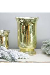 KDMD Medium Shiny Speckle Champagne Hurricane Vase 3 Pack in Gold - thumbnail 1