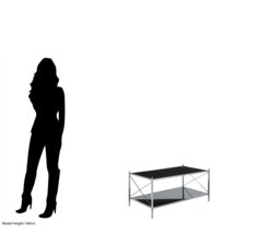 Orsina Coffee Table With 2 Black Mirrored Glass Shelves, Nickel Stainless Steel Table, Functional 2-Tier Table - thumbnail 5