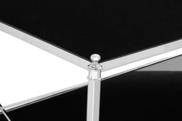 Orsina Coffee Table With 2 Black Mirrored Glass Shelves, Nickel Stainless Steel Table, Functional 2-Tier Table - thumbnail 3