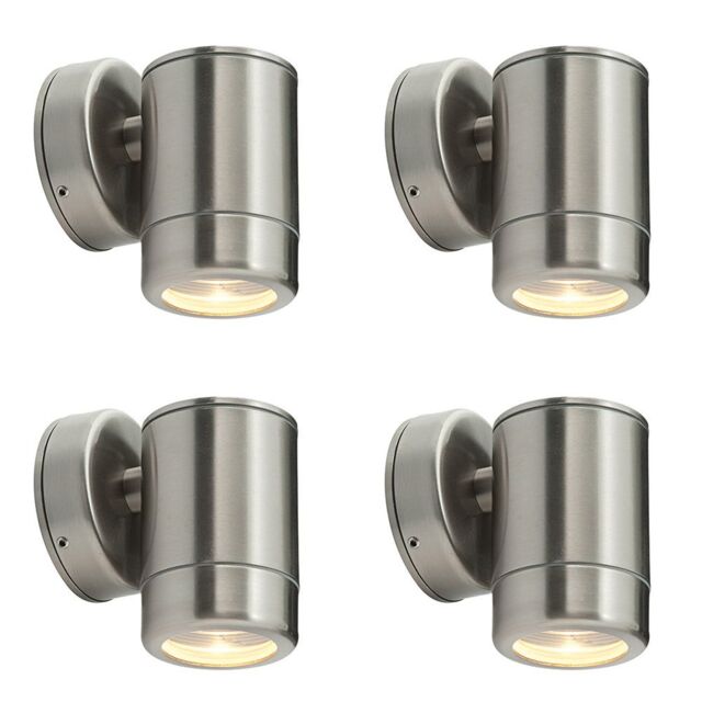 Loops 4 PACK Outdoor IP65 Wall Downlight - Dimmable 7W LED GU10 - Stainless Steel in Metallics - image 1