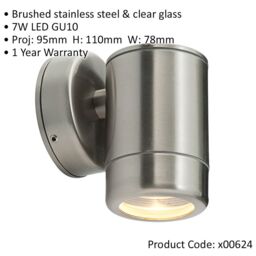 Loops 4 PACK Outdoor IP65 Wall Downlight - Dimmable 7W LED GU10 - Stainless Steel in Metallics - thumbnail 2