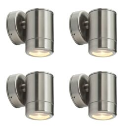 Loops 4 PACK Outdoor IP65 Wall Downlight - Dimmable 7W LED GU10 - Stainless Steel in Metallics