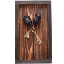 Novecrafto Mountable Wooden Frame with Forged Iron Roses - Ideal Iron Gifts for 6th Anniversary - Wrought Iron & Wood Fusion for Her in True Black - thumbnail 1