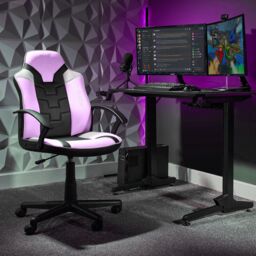 X Rocker Saturn Ergonomic Mid Back PC Gaming Chair with Swivel Base in Pink