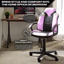 X Rocker Saturn Ergonomic Mid Back PC Gaming Chair with Swivel Base in Pink - thumbnail 3