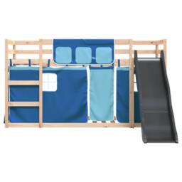 Berkfield Home Bunk Bed Frame with Slide & Curtains Blue 90x190 cm Single - thumbnail 7