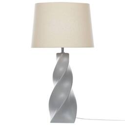 Wyld and Coco Grey Twirl Ceramic Table Lamp with White Cotton Shade 71cm - thumbnail 4