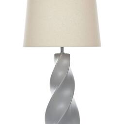 Wyld and Coco Grey Twirl Ceramic Table Lamp with White Cotton Shade 71cm - thumbnail 2