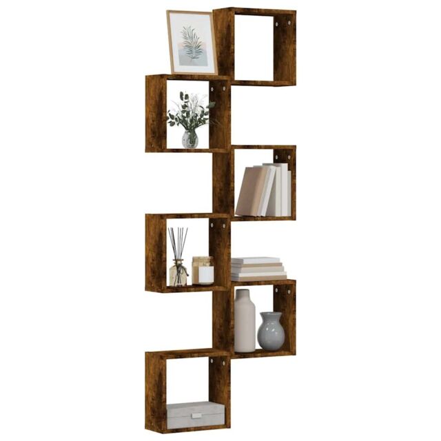 Berkfield Home Wall Cube Shelves 6 pcs Smoked Oak 30x15x30 cm in Brown - Size: 30 x 15 x 30 cm - image 1