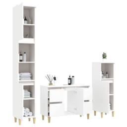 Berkfield Home 3 Piece Bathroom Furniture Set White Engineered Wood - thumbnail 4