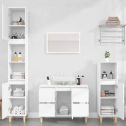 Berkfield Home 3 Piece Bathroom Furniture Set White Engineered Wood - thumbnail 1