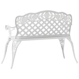 Berkfield Home Garden Bench 108 cm Cast Aluminium White - thumbnail 5