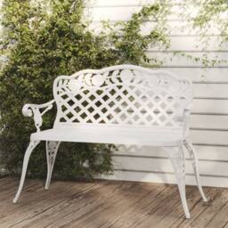 Berkfield Home Garden Bench 108 cm Cast Aluminium White