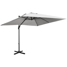 OUTSUNNY 2.7x2.7m Garden Cantilever Parasol w/ 360° Rotation Crank Handle Tilt in Grey - thumbnail 2