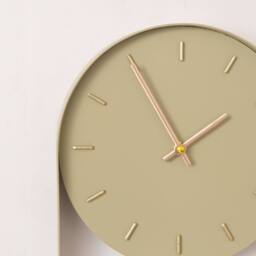Melody Maison Olive Green & Gold Pendulum Metal Analogue Wall Clock - 20cm X 55cm - Size: 20 cm X 55 cm - thumbnail 2