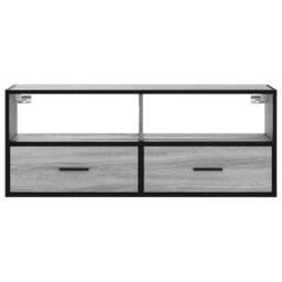 Berkfield Home TV Cabinet Grey Sonoma 100x31x39.5 cm Engineered Wood & Metal - thumbnail 4