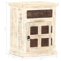 Berkfield Home Bedside Cabinet White 40x30x50 cm Solid Mango Wood - Size: 40 x 30 x 50 cm - thumbnail 6