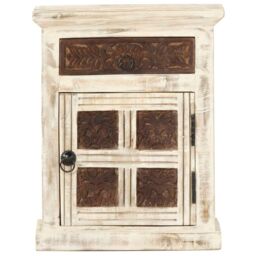 Berkfield Home Bedside Cabinet White 40x30x50 cm Solid Mango Wood - Size: 40 x 30 x 50 cm - thumbnail 2