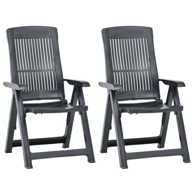Berkfield Home Garden Reclining Chairs 2 pcs Plastic Anthracite in Black - image 1