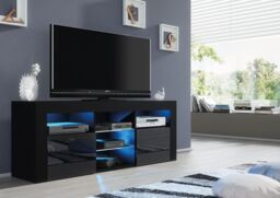 Creative Furniture Pulse TV Unit 145cm - A Stylish & Practical Cabinet with Gloss Doors & LED Lights in Black - thumbnail 4