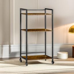 Pirlo Plush 3 Tier Printer Trolley With Lockable Wheels & Adjustable Shelves in Brown - thumbnail 4