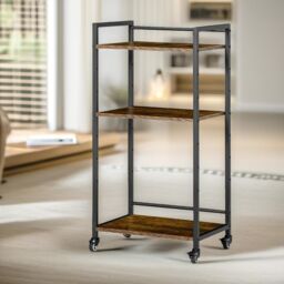 Pirlo Plush 3 Tier Printer Trolley With Lockable Wheels & Adjustable Shelves in Brown - thumbnail 2