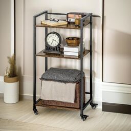 Pirlo Plush 3 Tier Printer Trolley With Lockable Wheels & Adjustable Shelves in Brown - thumbnail 5