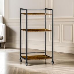 Pirlo Plush 3 Tier Printer Trolley With Lockable Wheels & Adjustable Shelves in Brown - thumbnail 3