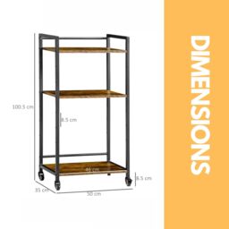 Pirlo Plush 3 Tier Printer Trolley With Lockable Wheels & Adjustable Shelves in Brown - thumbnail 6