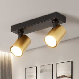Harper Living 2-Way Ceiling Spotlight, GU10 Track Lighting, Black & Gold Finish