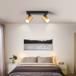 Harper Living 2-Way Ceiling Spotlight, GU10 Track Lighting, Black & Gold Finish - thumbnail 2