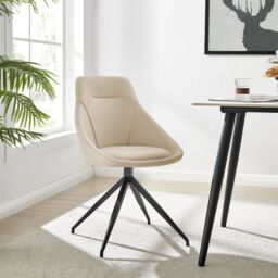 Bravich LTD Lisbon Faux Leather Office Swivel Chair in Cream - Size: 1 Pack