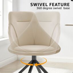 Bravich LTD Lisbon Faux Leather Office Swivel Chair in Cream - Size: 1 Pack - thumbnail 6