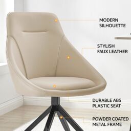 Bravich LTD Lisbon Faux Leather Office Swivel Chair in Cream - Size: 1 Pack - thumbnail 7