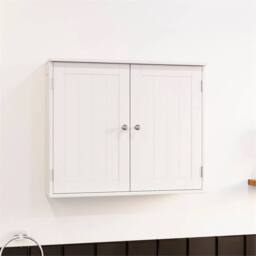 Kelvenix White Bathroom Wall Cabinet Storage, 2 Door Cupboard Shelves Vanity - thumbnail 1