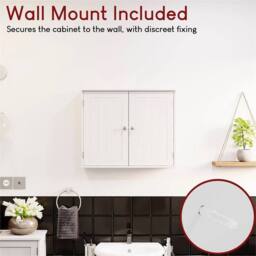 Kelvenix White Bathroom Wall Cabinet Storage, 2 Door Cupboard Shelves Vanity - thumbnail 3