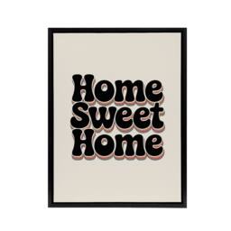"Artery8 Home Sweet Home Retro Rainbow Font Typography Framed Canvas Art Print in Beige - Size: W12"" x H16""" - thumbnail 1