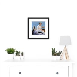 Artery8 Manet Boating Painting 8X8 Inch Square Wooden Framed Wall Art Print Picture with Mount in Black - thumbnail 2