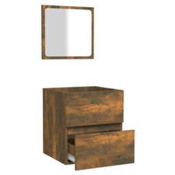 Berkfield Home Bathroom Cabinet with Mirror Smoked Oak Engineered Wood in Brown - thumbnail 6