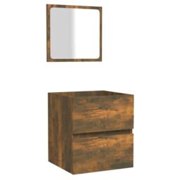 Berkfield Home Bathroom Cabinet with Mirror Smoked Oak Engineered Wood in Brown - thumbnail 2